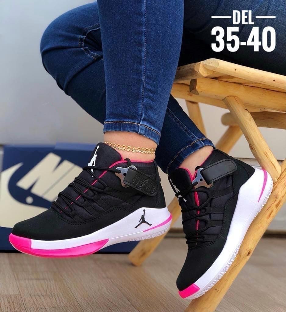 👟Botin Jordan Negro Fucsia Dama🔥