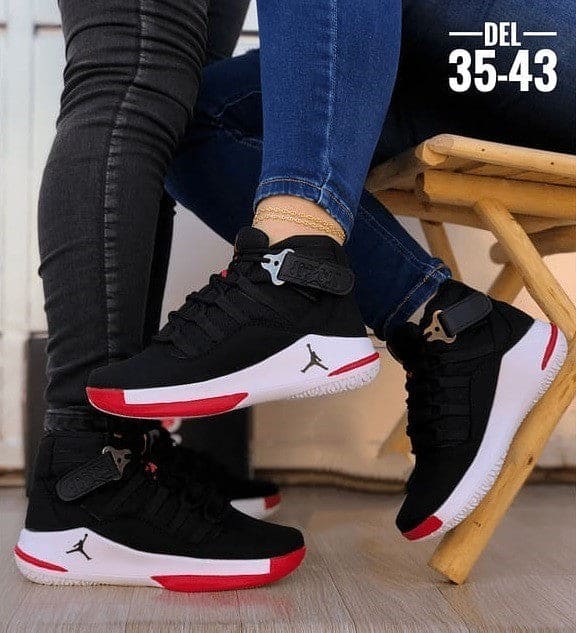 👟Botines Unisex Jordan Negro Rojo 🔥